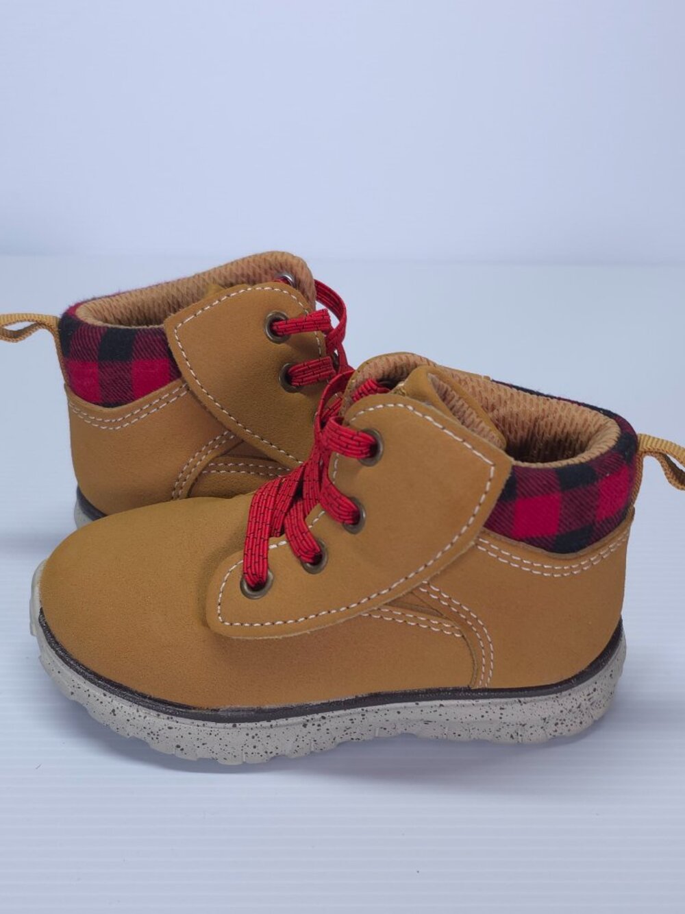 Wonder Nation Toddler Hiking Boots Brown Plaid Size 6